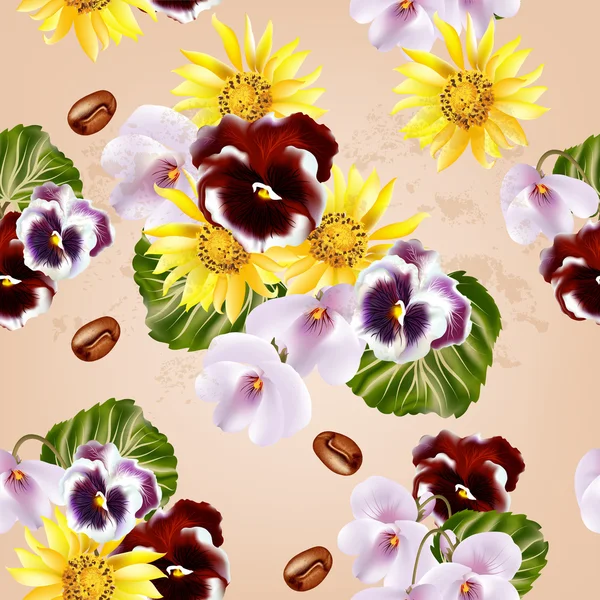 Όμορφη διανυσματικά χωρίς ραφή πρότυπο με λεπτομερή λουλούδια — Διανυσματικό Αρχείο