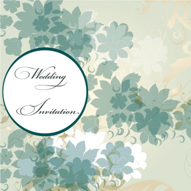 Çiçekli düğün davetiyesi.