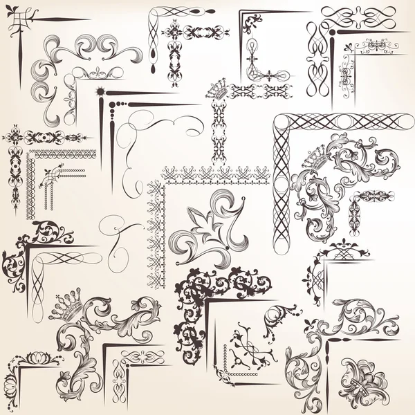 Colección de bordes caligráficos vectoriales para el diseño — Archivo Imágenes Vectoriales
