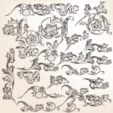 vektör dekoratif çiçek öğeleri koleksiyonu