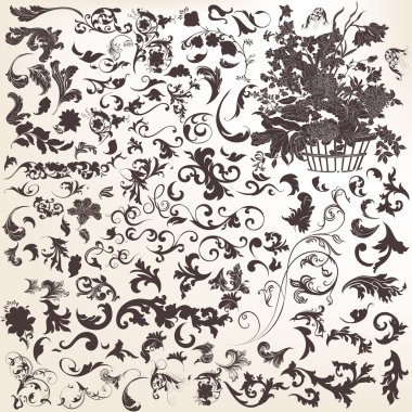 Dekoratif vektör vintage koleksiyonu geliştiği ve swirls fo