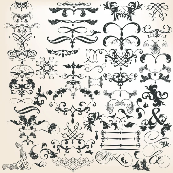 Collection of vector decorative calligraphic elements for design — Stock Vector