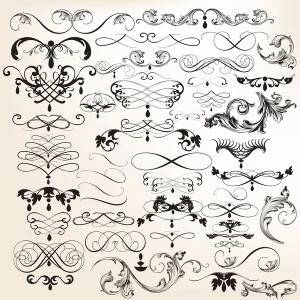Collection of vector vintage flourishes and swirl elements — Stock Vector