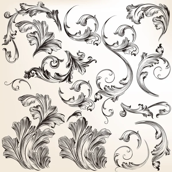 Set of vector swirl flourishes for design — Stock Vector