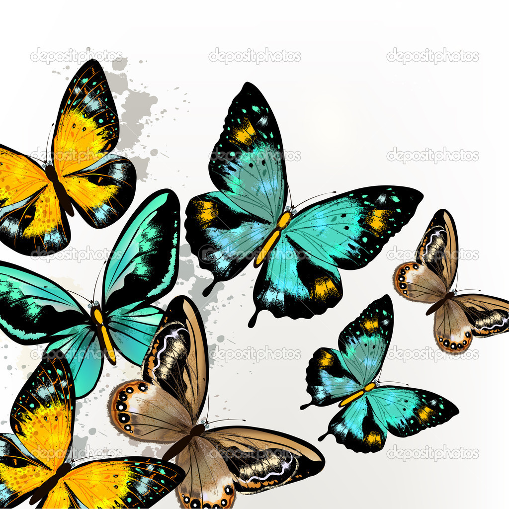 Background with vector  colorful butterflies