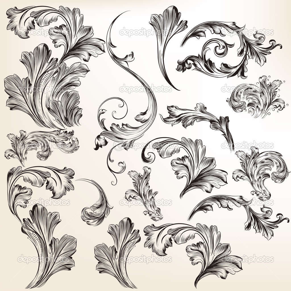 Collection of vector swirl flourishes for design