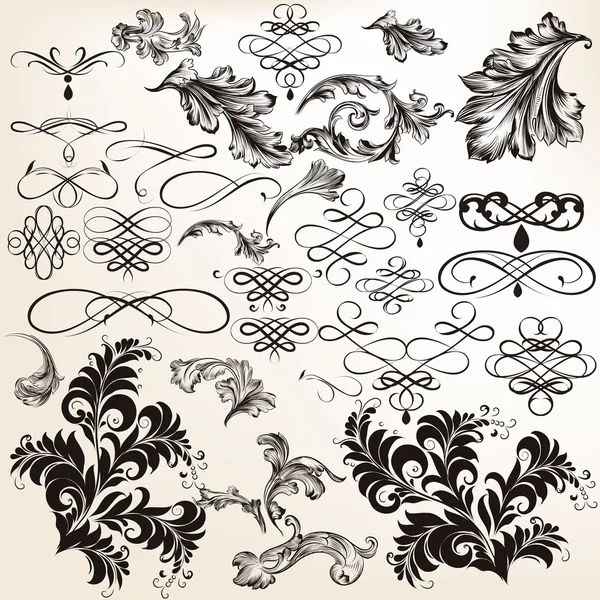 Collection of vector decorative flourishes — Stock Vector