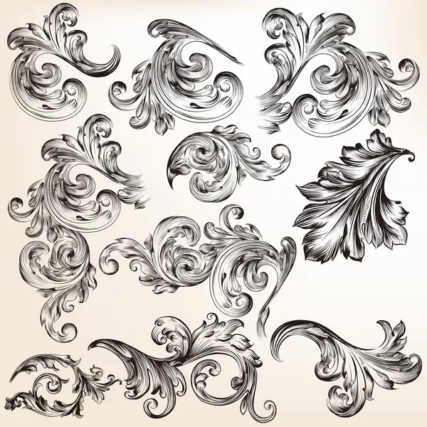 Collection of vector decorative vintage swirls for design — Stock Vector