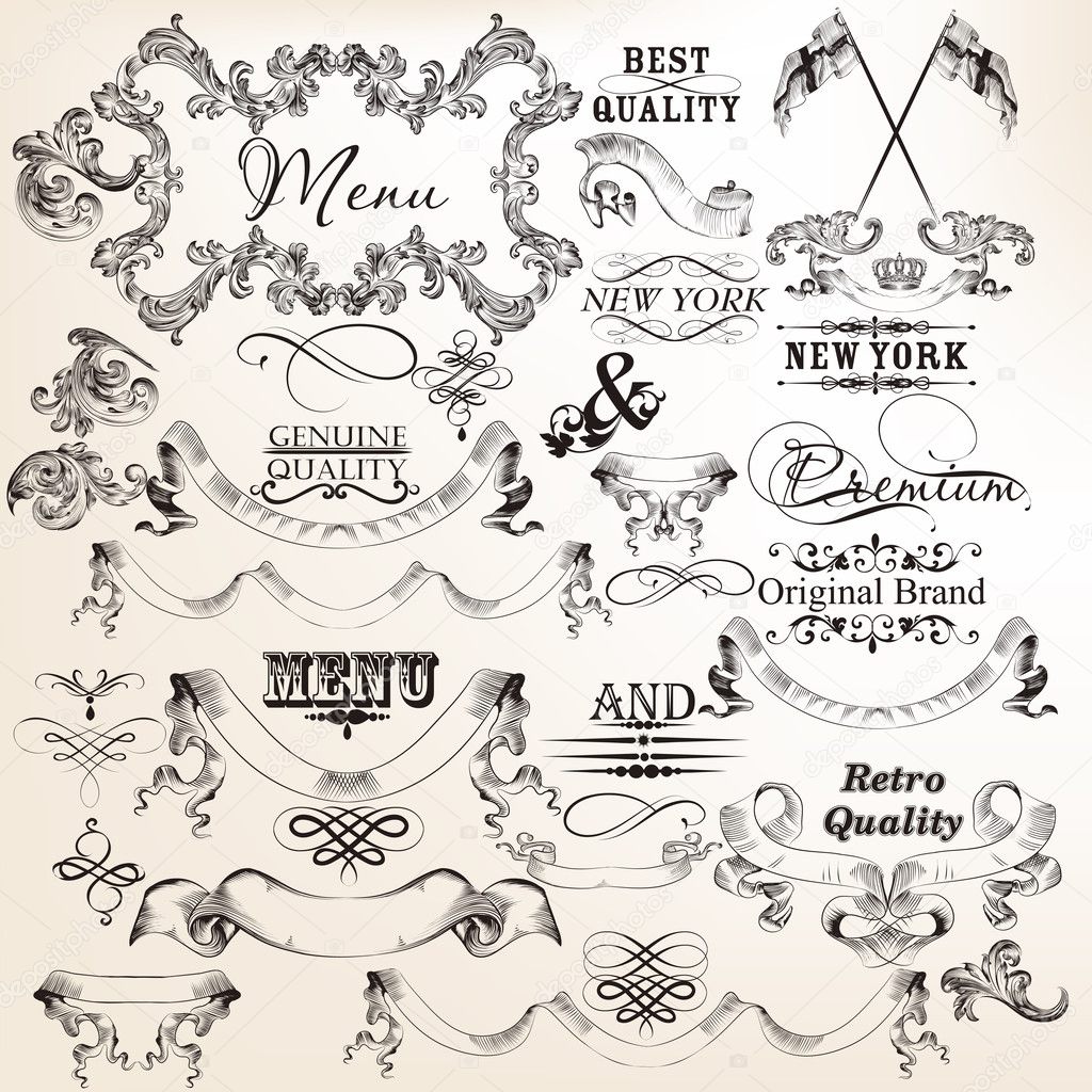 Collection of vector decorative banners and elements for design