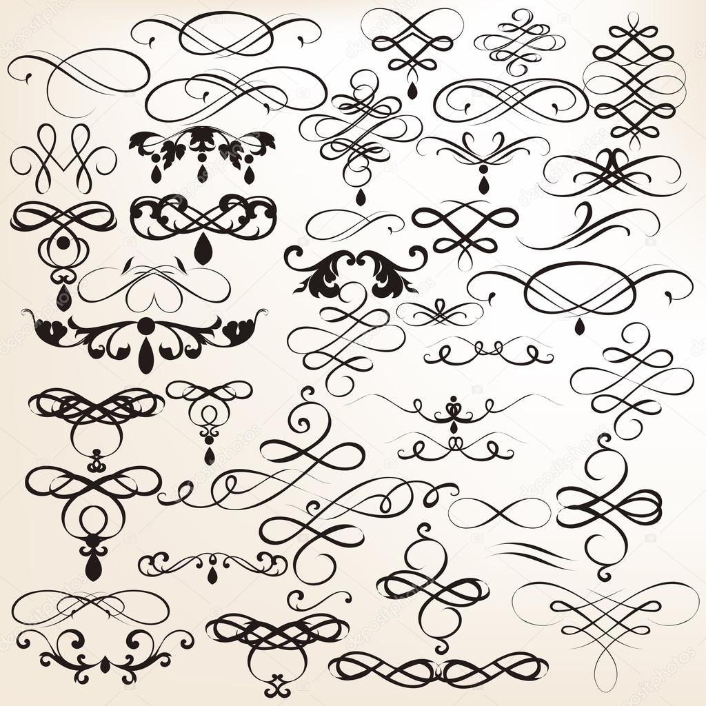 Set of vintage vector calligraphic elements for design
