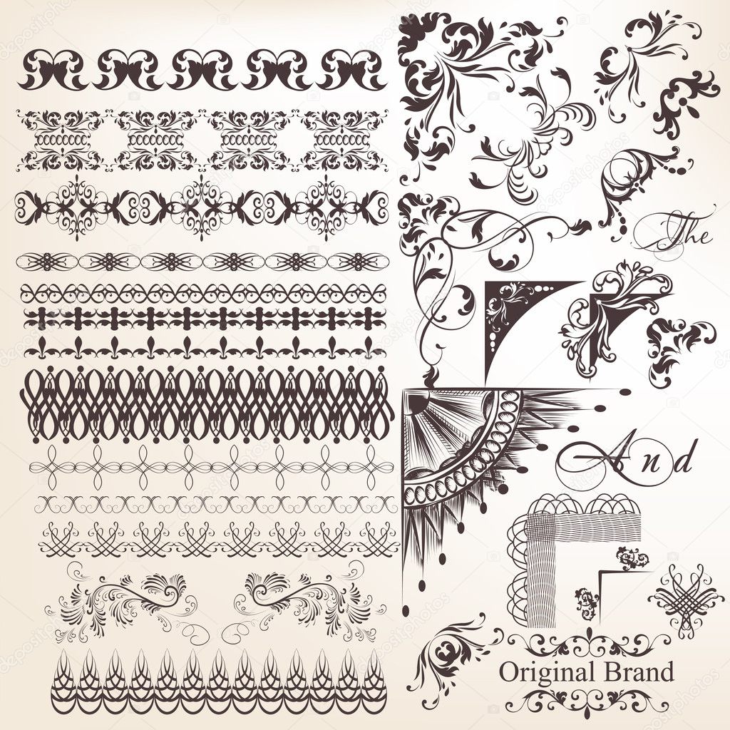 Collection of vector decorative elements borders and frames