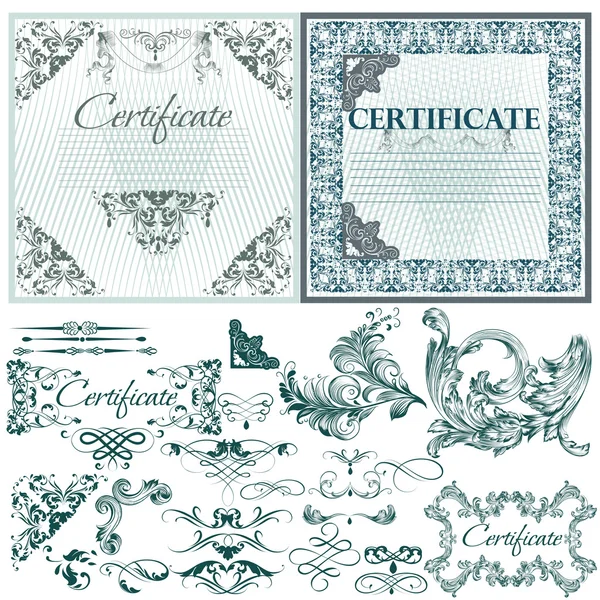 Certificado vector establecido en color azul — Archivo Imágenes Vectoriales