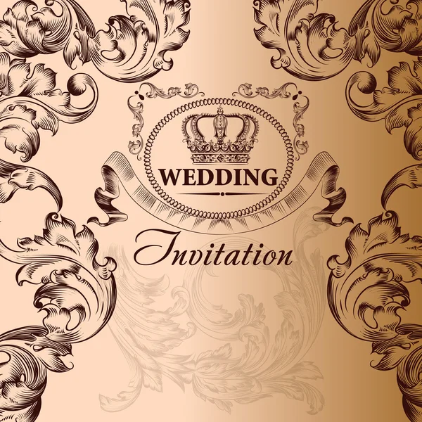 Carte d'invitation de mariage dans un style vintage — Image vectorielle