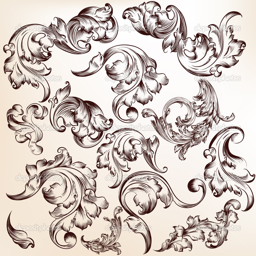 Collection of vector swirls