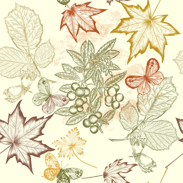 Vector floral fondo de pantalla sin costuras con follaje — Vector de stock