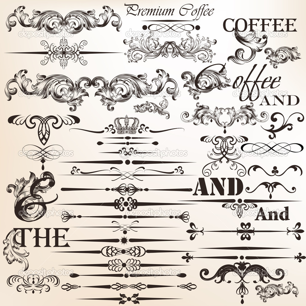 Set of vector vintage decorative elements for design
