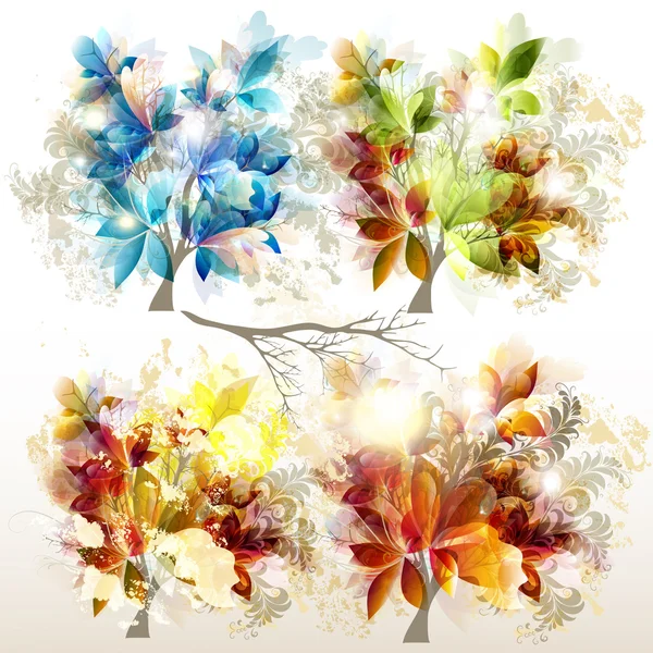 Collection d'arbres vectoriels colorés pour la conception — Image vectorielle