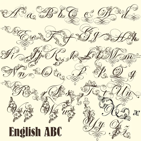 Lettres ABC anglaises dans un style vintage — Image vectorielle