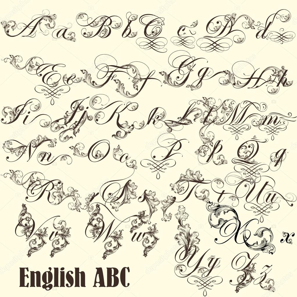 English ABC letters in vintage style — Stock Vector © MashaKotscur