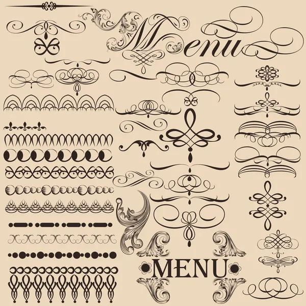 Collection d'éléments calligraphiques vectoriels décoratifs vintage — Image vectorielle