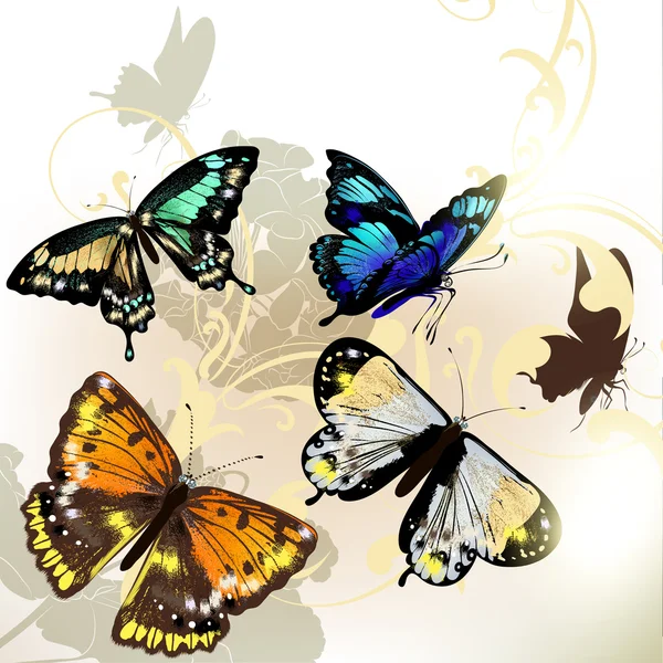 Fashion background with vector butterflies — Stock Vector