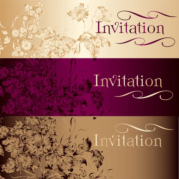 Collection of vector invitation cards in vintage style — Stock Vector