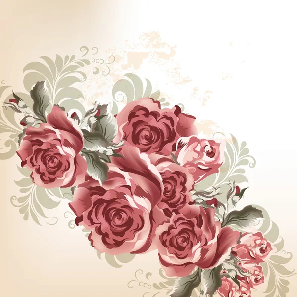 Mode achtergrond met rozen in retro stijl — Stockvector