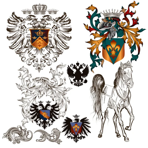 Uppsättning vektor heraldiska element — Stock vektor