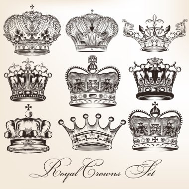 vektör dekoratif hanedan kron vintage Style set