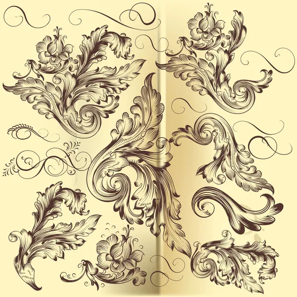Vektör kaligrafi swirls topluluğu — Stok Vektör