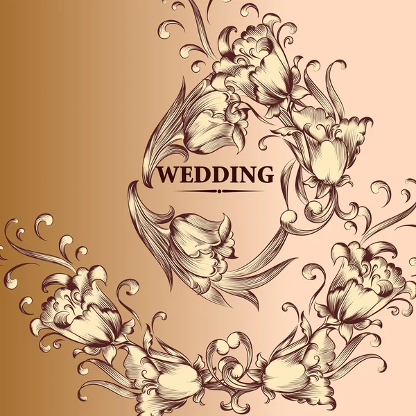 Tarjeta de invitación de boda en estilo vintage — Vector de stock
