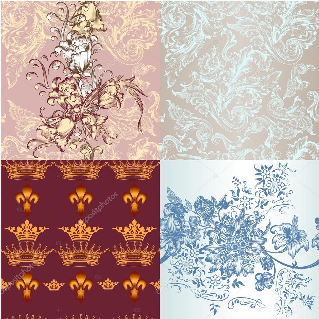 Set of vector seamless wallpaper patterns for design