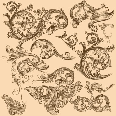 vektör girdap unsurların vintage tarzı koleksiyonu