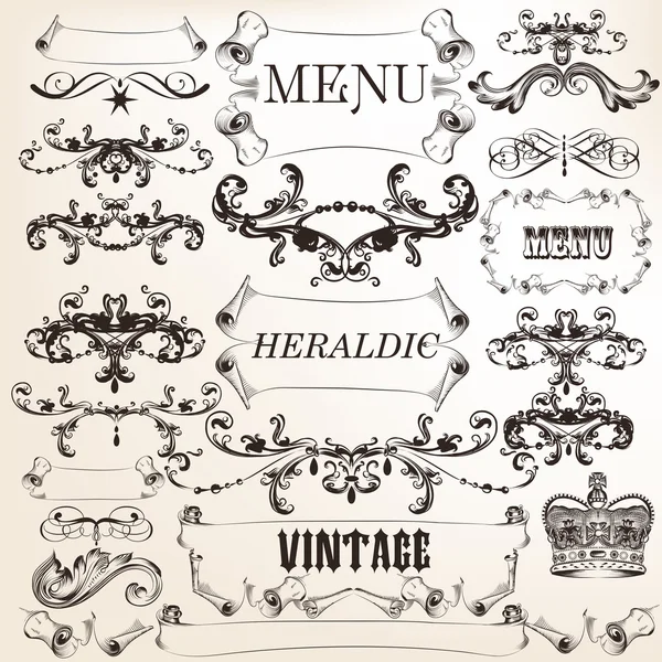 Collection d'éléments calligraphiques vectoriels décoratifs vintage — Image vectorielle