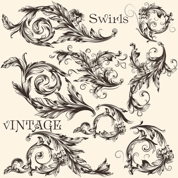 Collection of vector vintage decorative flourishes — Stock Vector
