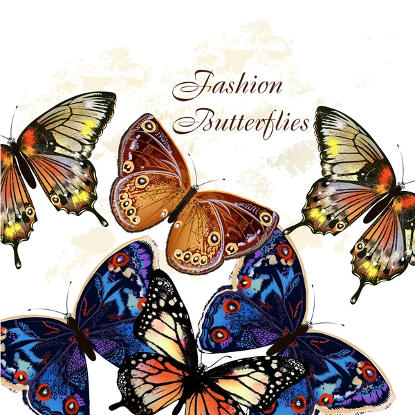 Mode-Vektormuster mit Schmetterlingen — Stockvektor
