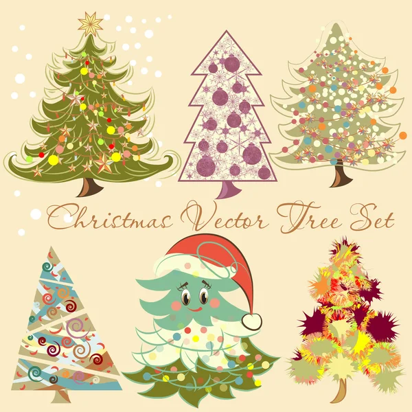 Christmas vector tree set for design — Stock Vector