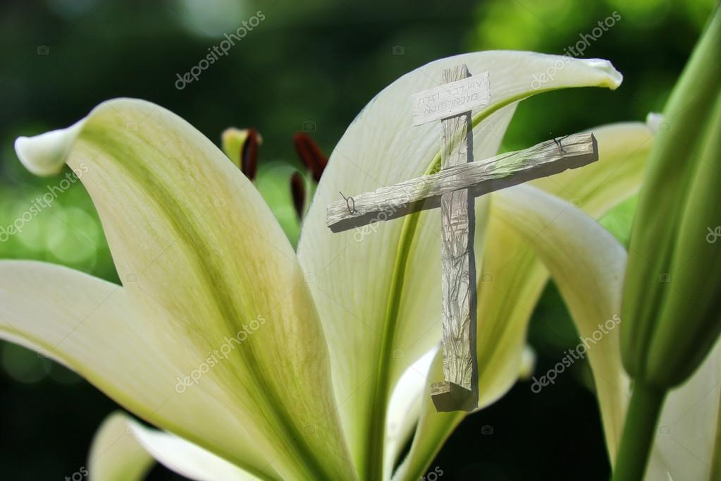 Easter Lily and The Cross — Stock Photo © JillLang 22617679