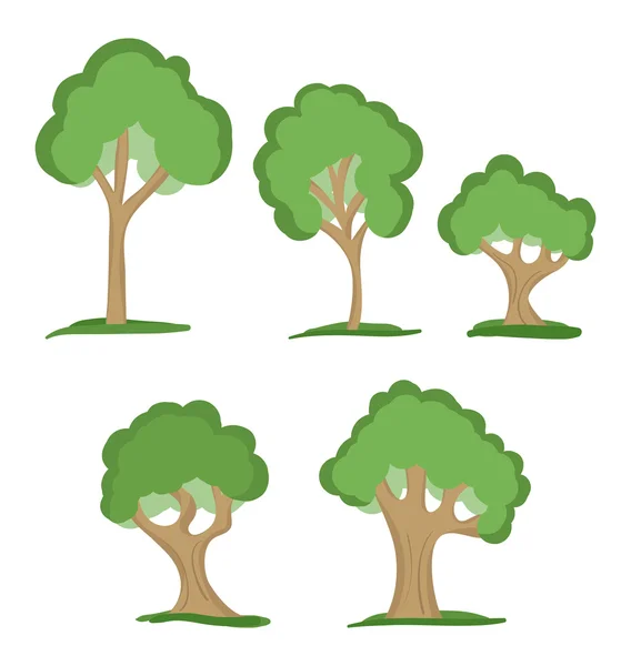 Набор из пяти зеленых деревьев, природа — стоковое фото