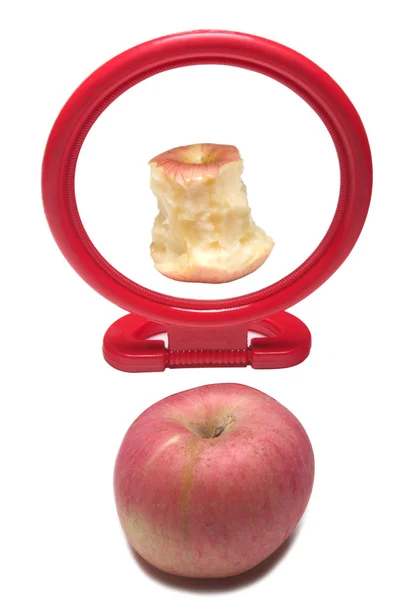 Apple image in the mirror — Stock Photo, Image