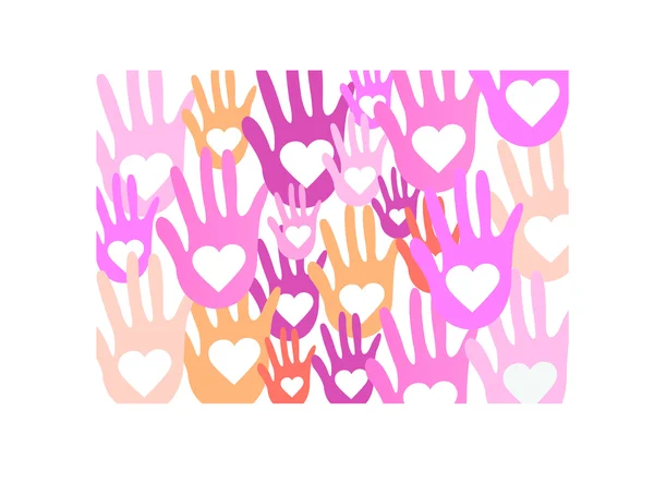 Heart shapes on palms — Stock Vector