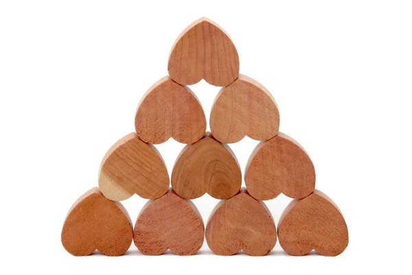Blocos de forma de coração de madeira — Fotografia de Stock