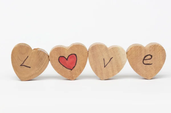 Herzförmige Blöcke mit Liebestext — Stockfoto