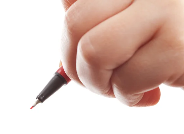 Woman holding a pen — Stock Photo, Image