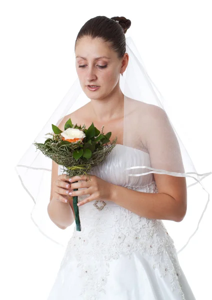 Braut hält Boquet — Stockfoto