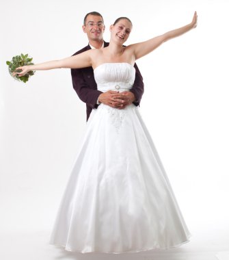 Gelin ve damat kucaklama