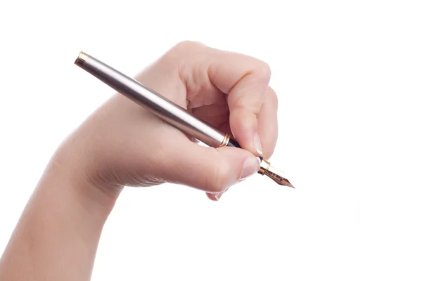 Woman holding a pen — Stock Photo, Image