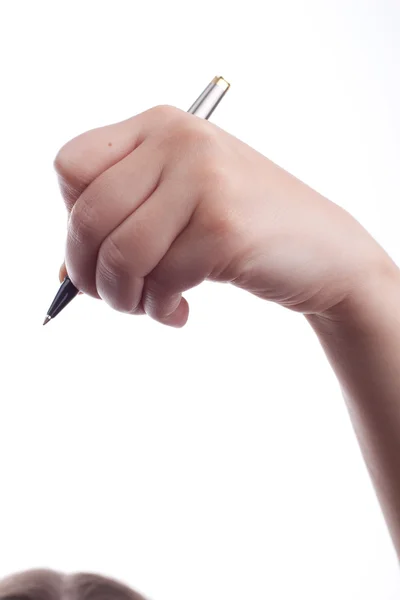 Woman holding a pen — Stock Photo, Image