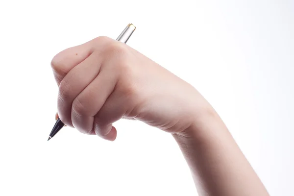 Woman holding a pen — Stock Photo, Image