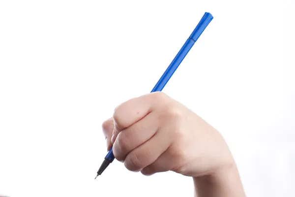 Woman holding a pen — Stock Photo, Image